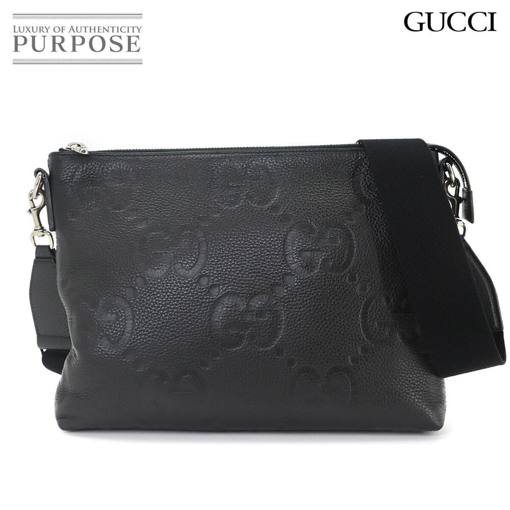 Gucci Jumbo GG Leather Shoulder Bag Black